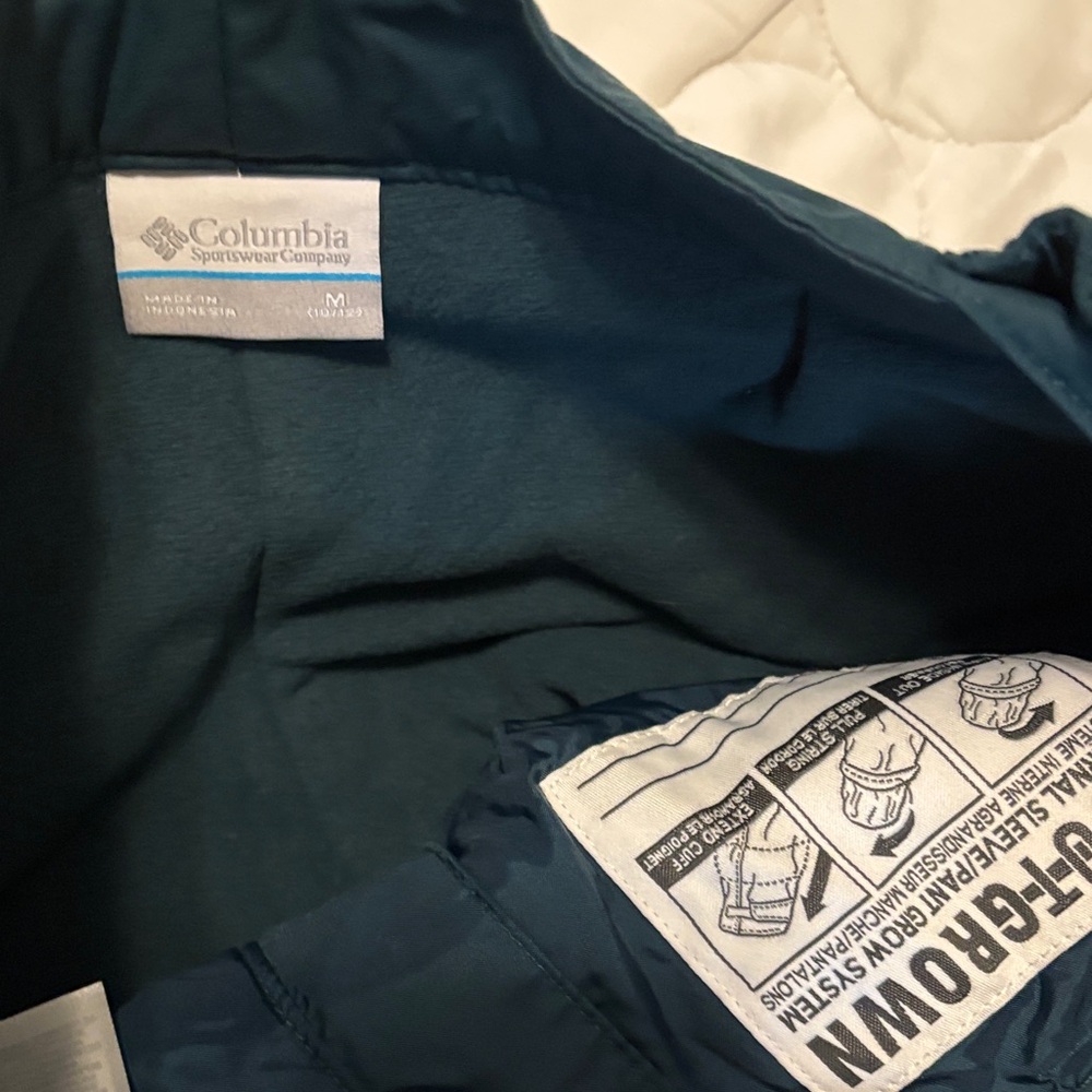 New Columbia Teal Waterproof Snow Pants Youth Size Medium M 10/12 Kids Ski Bibs - Picture 4 of 5